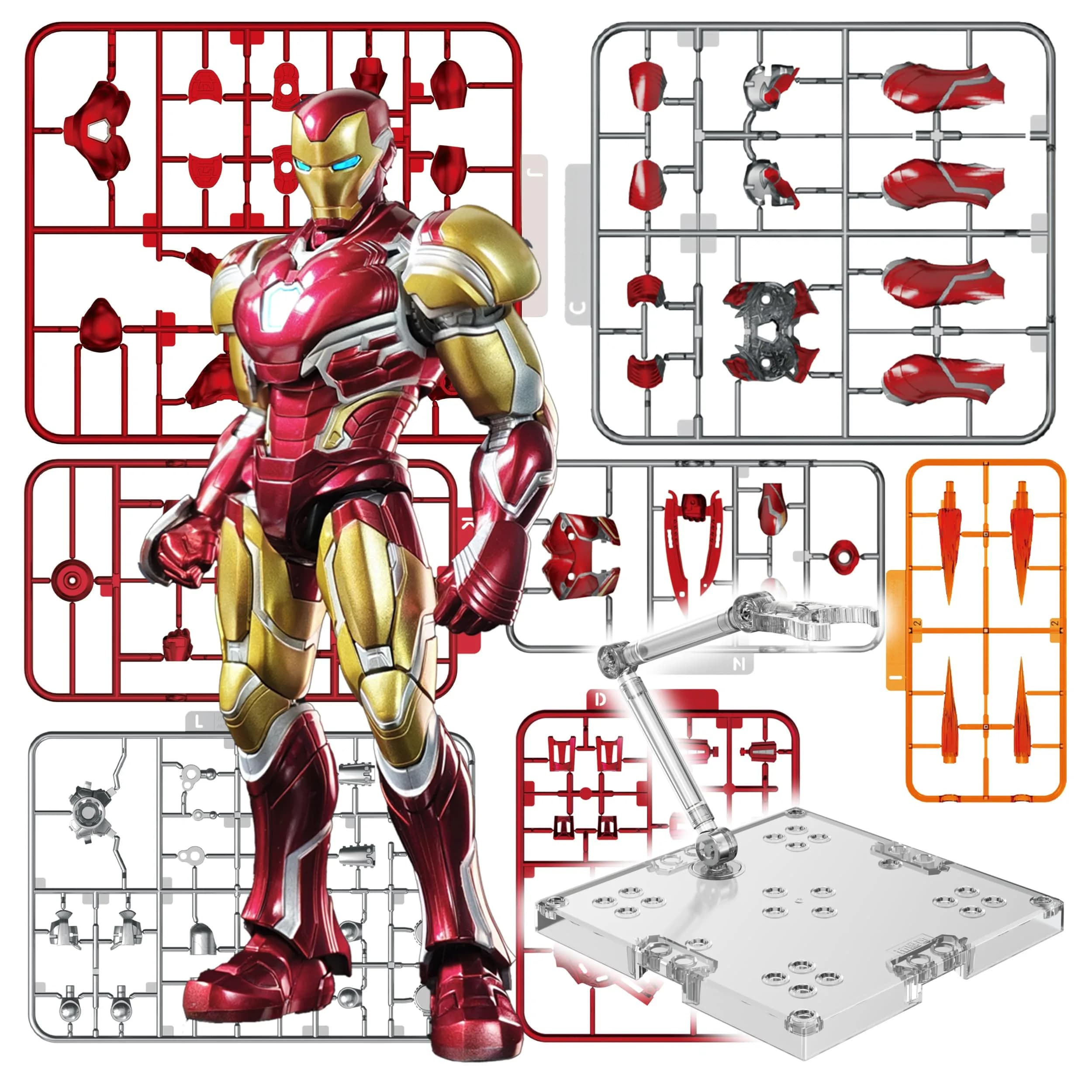 BLOKEES Champion Class Marvel Infinity Saga Iron Man 149-Piece Model Kit | LED Light-Up Articulated Action Figure for Ages 14+ — Red
