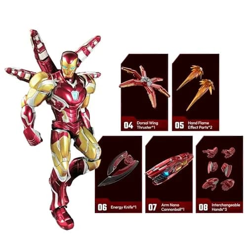 BLOKEES Champion Class Marvel Infinity Saga Iron Man 149-Piece Model Kit | LED Light-Up Articulated Action Figure for Ages 14+ thumbnail 3