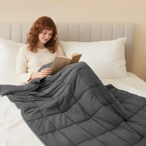 LiyLou Weighted Blanket for Adults 15 lbs 48"×72" Grey | Breathable All-Season Heavy Blanket for 140-160lbs thumbnail 5
