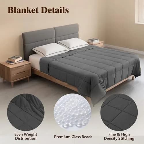 LiyLou Weighted Blanket for Adults 15 lbs 48"×72" Grey | Breathable All-Season Heavy Blanket for 140-160lbs thumbnail 6