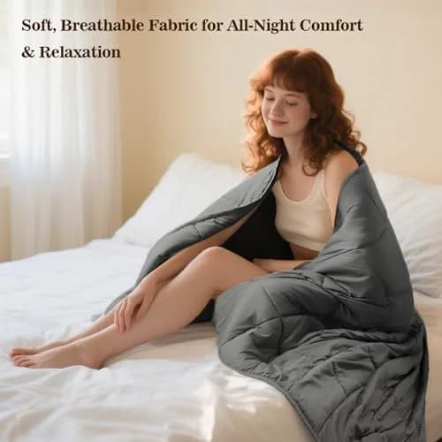 LiyLou Weighted Blanket for Adults 15 lbs 48"×72" Grey | Breathable All-Season Heavy Blanket for 140-160lbs thumbnail 3