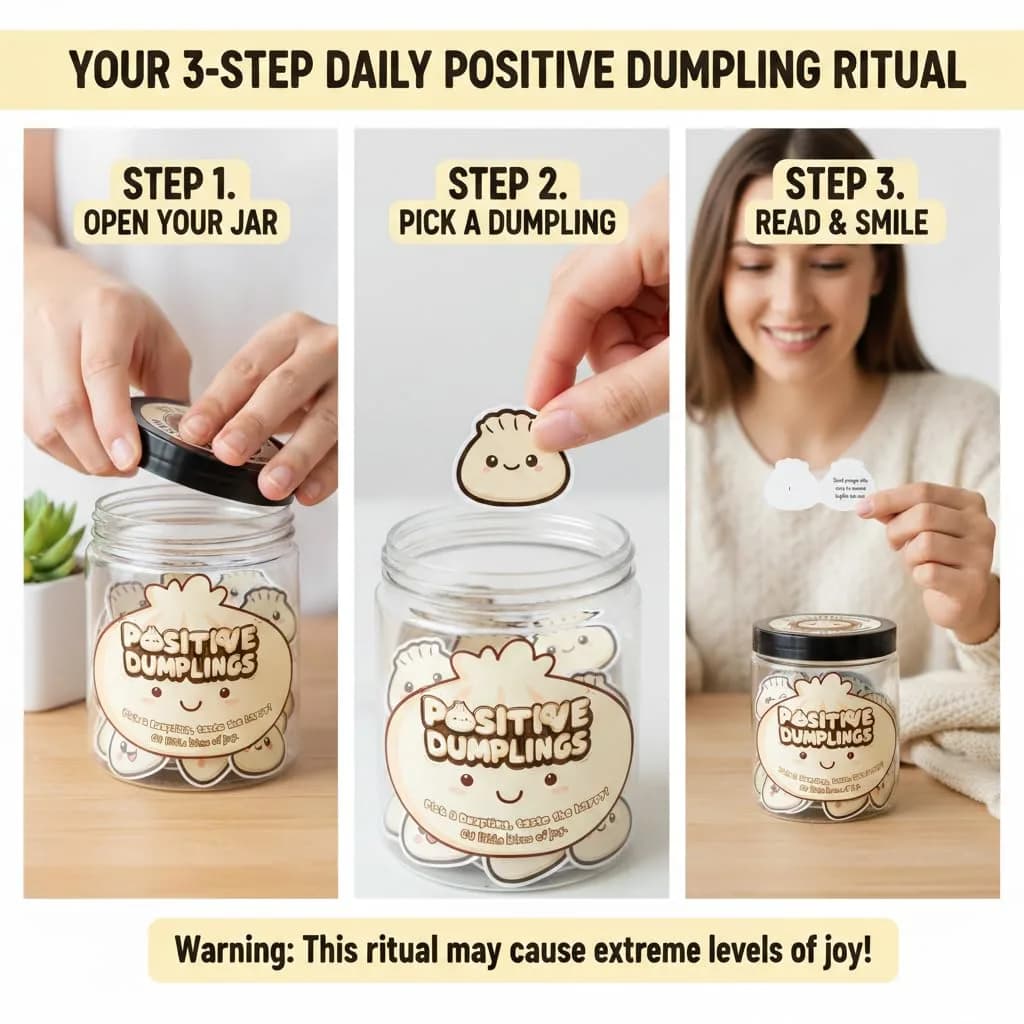DEARMINE Positive Dumpling Jar with 60 Daily Affirmation Cards | Cute Motivation Jar for Teens - view 3