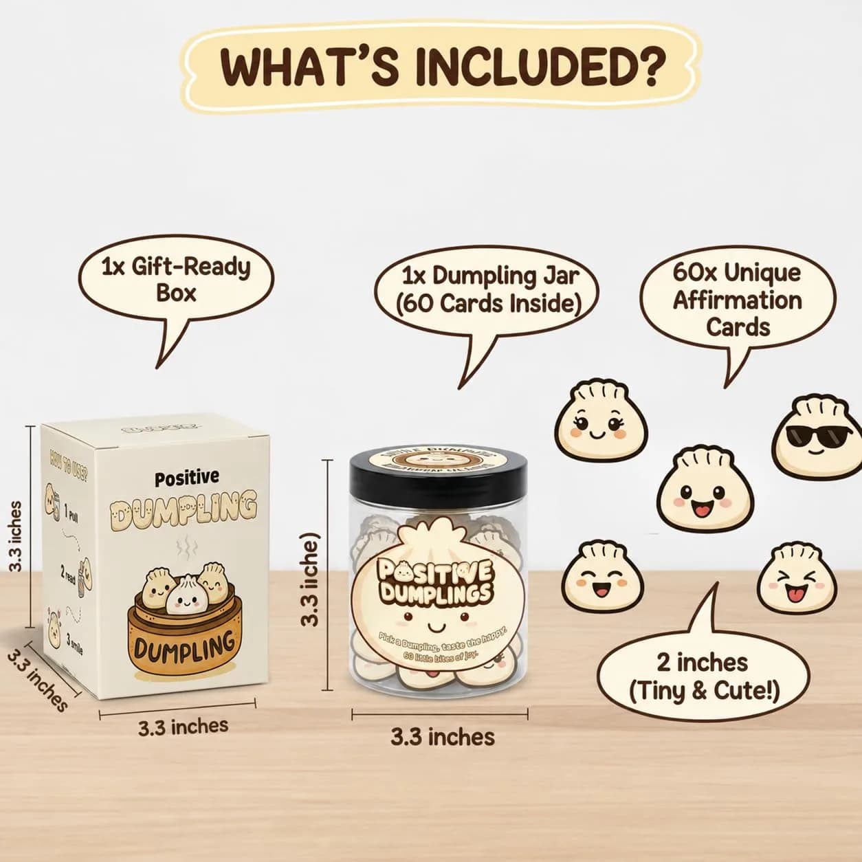 DEARMINE Positive Dumpling Jar with 60 Daily Affirmation Cards | Cute Motivation Jar for Teens - view 4