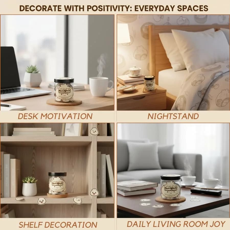 DEARMINE Positive Dumpling Jar with 60 Daily Affirmation Cards | Cute Motivation Jar for Teens - view 6