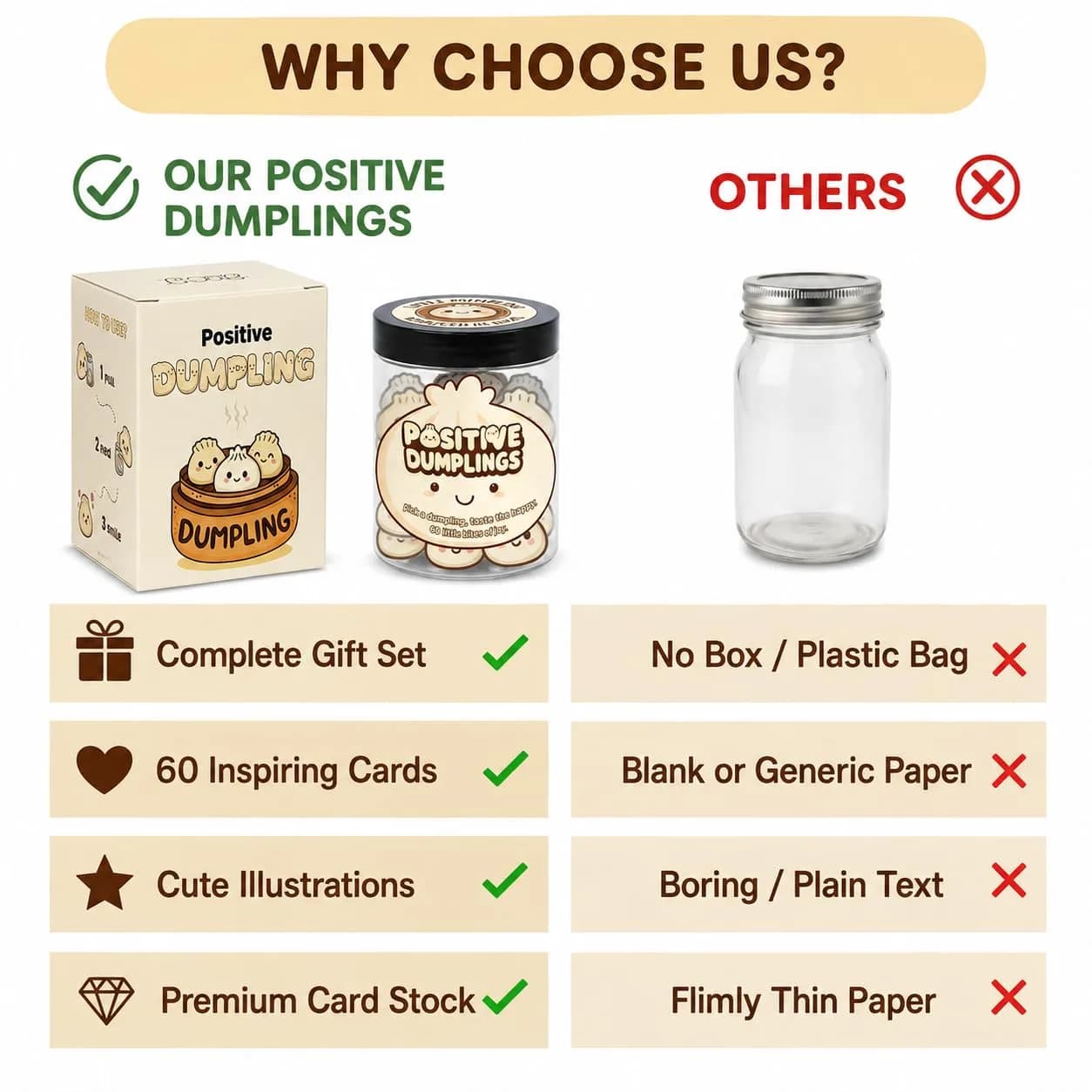 DEARMINE Positive Dumpling Jar with 60 Daily Affirmation Cards | Cute Motivation Jar for Teens - view 7