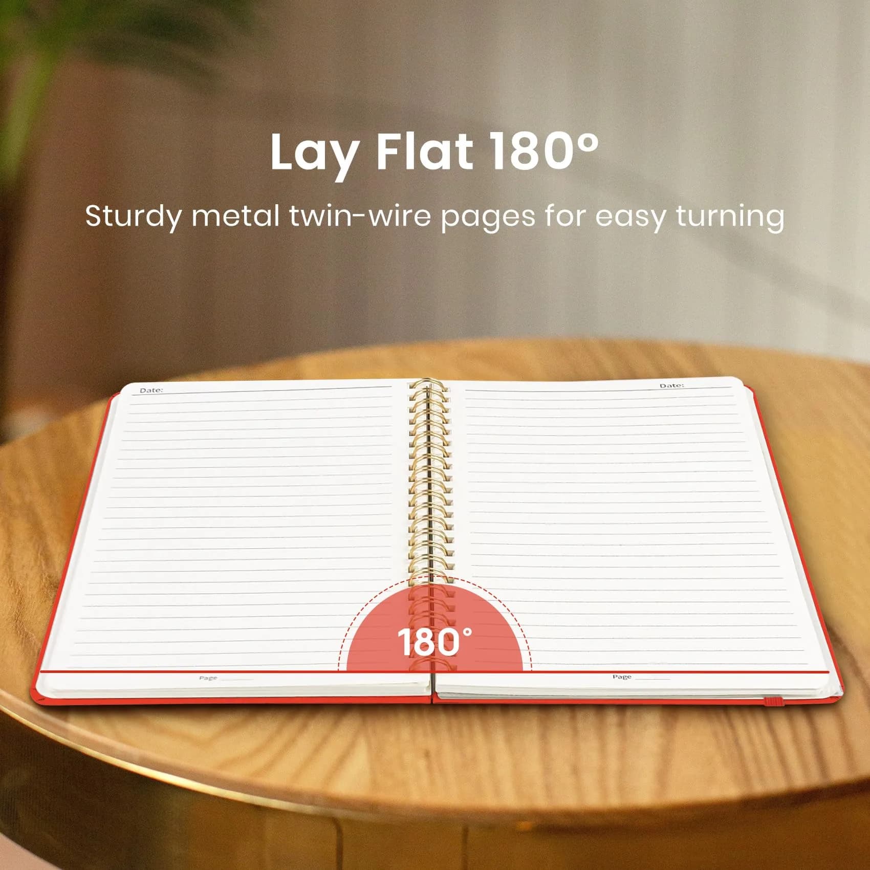 Taja Lined Spiral Journal Notebook A5 (5.7" x 7.9") | Acid-Free Paper for Smooth Ink Flow - view 4