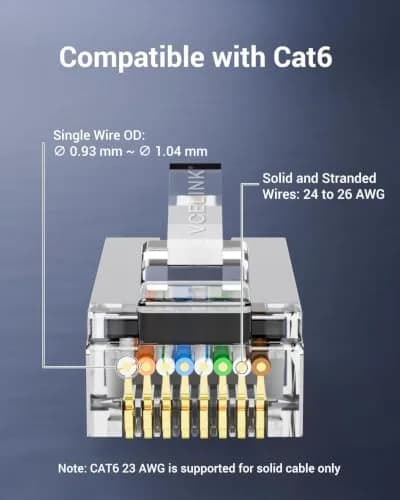 VCE Cat6 Shielded RJ45 Passthrough Connector with Strain Relief Boot 25 Pcs | Gigabit Ethernet Cable Connector thumbnail 3