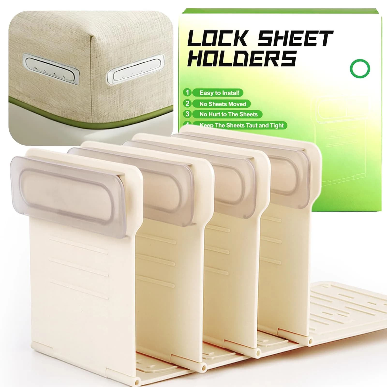 UPZLZD Sheet Holders with Non-Slip Base | Keep Sheets Firm & Tight for All Mattresses