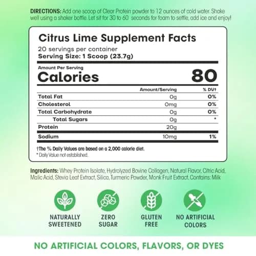 Fit & Lean Clear Protein Powder, Whey, Collagen, Citrus Lime | Supports Lean Muscle & Recovery thumbnail 2