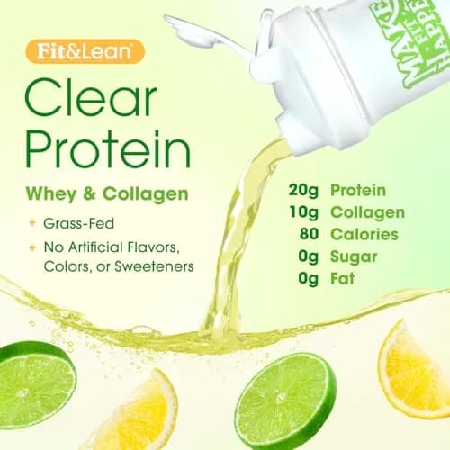 Fit & Lean Clear Protein Powder, Whey, Collagen, Citrus Lime | Supports Lean Muscle & Recovery thumbnail 3