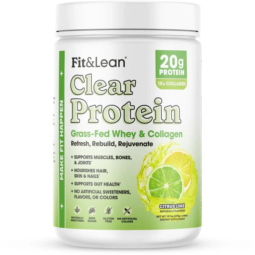 Fit & Lean Clear Protein Powder, Whey, Collagen, Citrus Lime | Supports Lean Muscle & Recovery - main product image