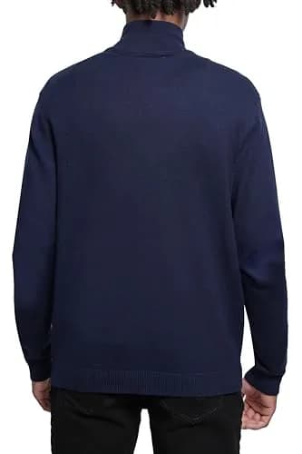 SPRING + MERCER Men's Full Zip Mock Neck Knit Sweater, Navy | Classic Fit, Soft Blend, Long Sleeve thumbnail 2