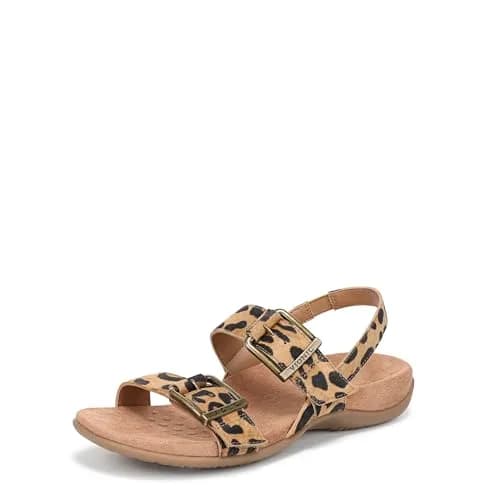 Vionic Women's Reese Sandal Tan Leopard Suede 8.5 Wide | Arch Support Orthotic Comfort thumbnail 1