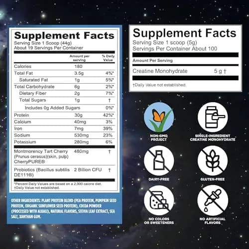 Vega Protein + Recovery Chocolate & Creatine Monohydrate Bundle | 1.8 lbs Protein, 17.6 oz Creatine thumbnail 4