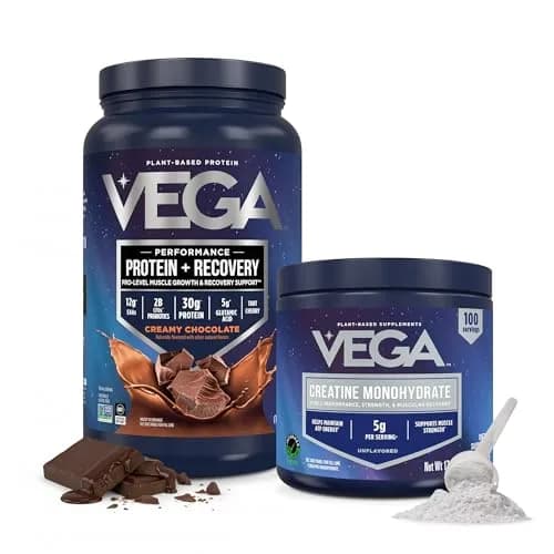 Vega Protein + Recovery Chocolate & Creatine Monohydrate Bundle | 1.8 lbs Protein, 17.6 oz Creatine thumbnail 1