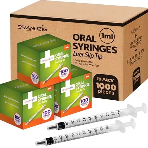 BRANDZIG 1ml Oral Syringe with Luer Slip Tip, Sterile, Individually Packed | 1000-Piece Bulk Case thumbnail 1