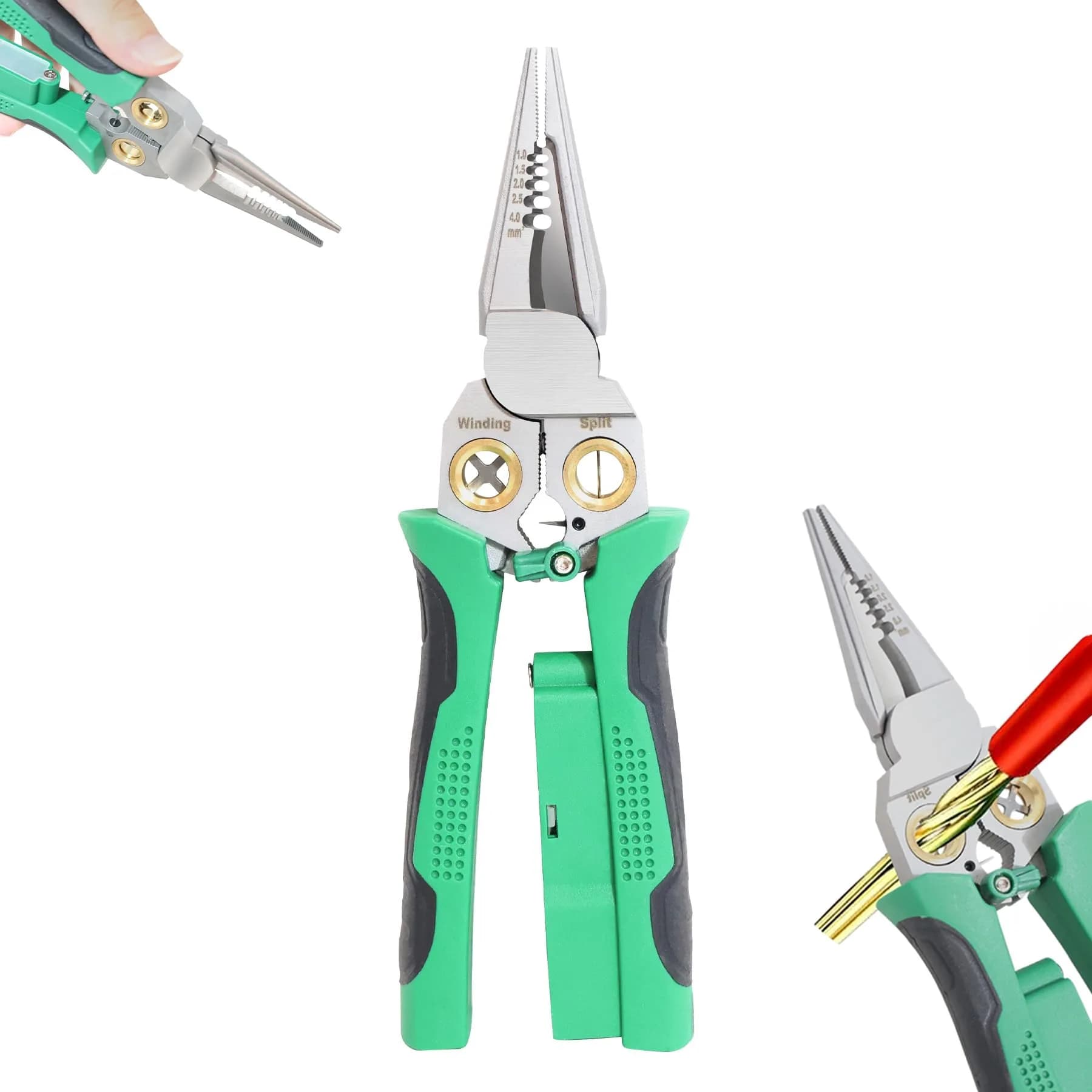 Laukowind 8 in 1 Wire Stripper with Voltage Tester | Multi-Function Electrician Tool for Safe & Efficient Wiring — green