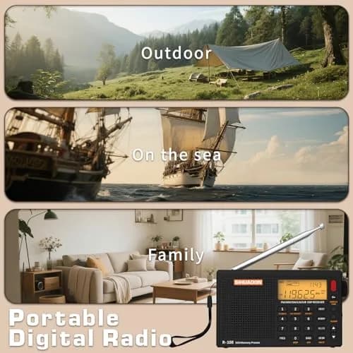 XHDATA R108 Portable Radio AM/FM/SW/LW/Airband Receiver | DSP Chip, 500 Memories, Type-C USB thumbnail 8