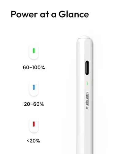 Metapen Pencil Air8 Pro Stylus for iPad 2018-2026, 10g Ultra-Light, 20H Battery, USB-C Fast Charge, Palm Rejection, Ivory thumbnail 7