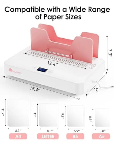 MAKEASY Pink Thermal Binding Machine 2.53 kg (5.58 lb) with 10 Binding Covers | Binds 500 Sheets thumbnail 2