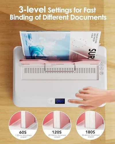 MAKEASY Pink Thermal Binding Machine 2.53 kg (5.58 lb) with 10 Binding Covers | Binds 500 Sheets thumbnail 3
