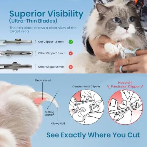猫壱 Purrcision Stainless Steel Cat Nail Clipper | Made in Japan, Mint thumbnail 7