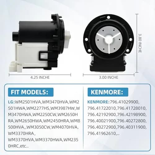 OYIMNB Washer Drain Pump Motor Replacement for LG & Kenmore | OEM 4681EA2001T, 120V, High-Flow 45 L/min thumbnail 8