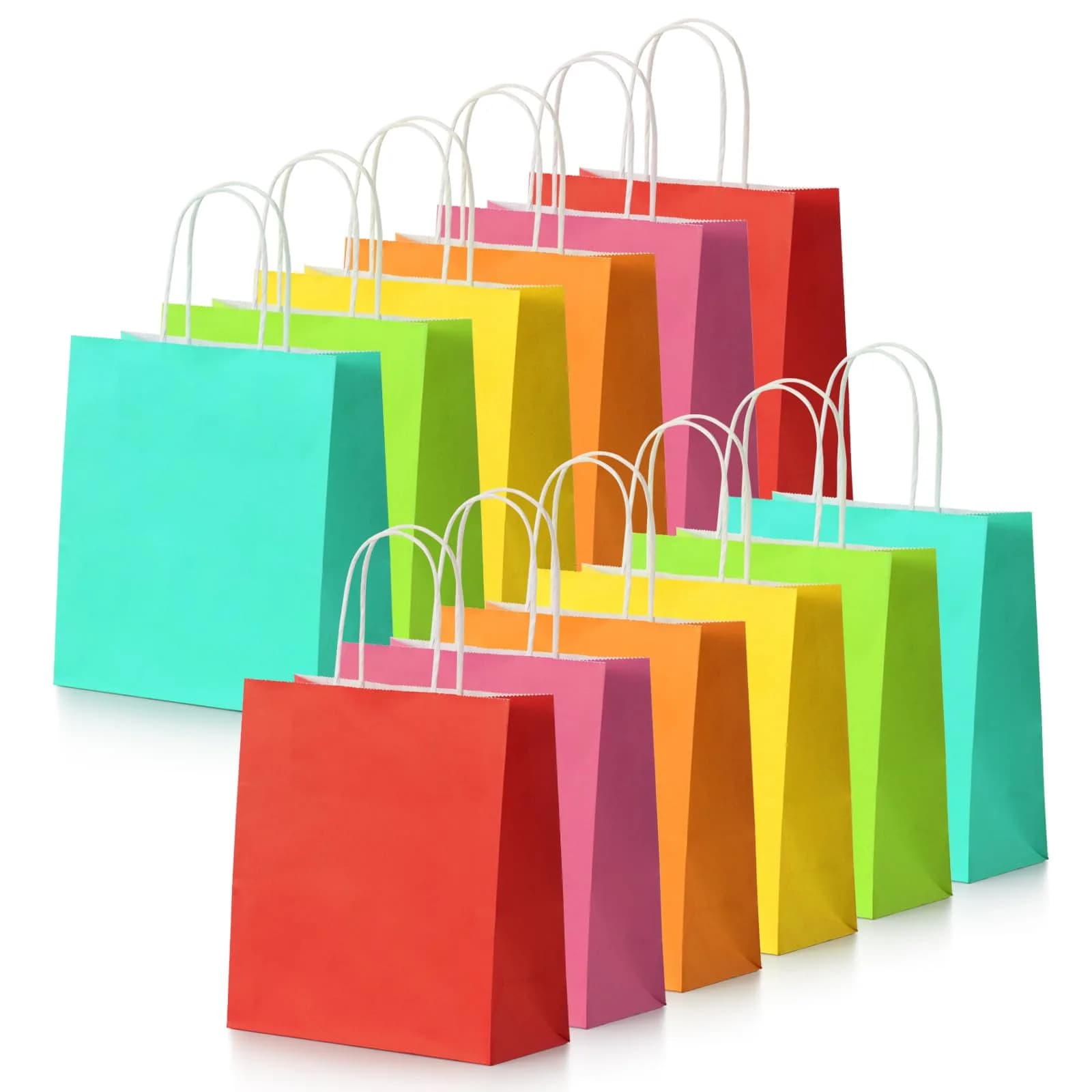 Parmedu Small Paper Gift Bags with Handles, 6 Colors, 30 Pack | Eco-Friendly, Durable & Vibrant Gift Bags for All Occasions