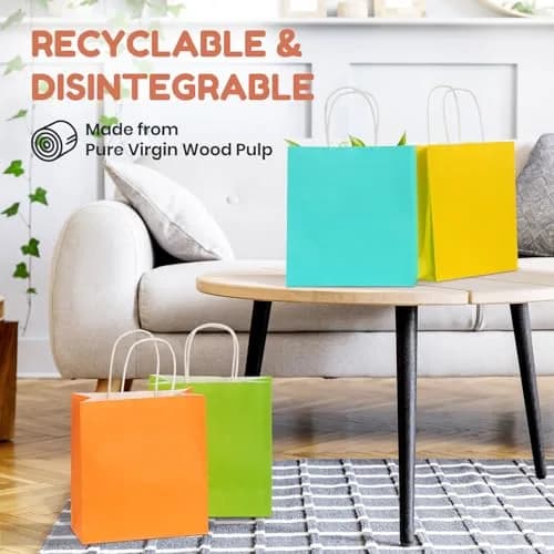 Parmedu Small Paper Gift Bags with Handles, 6 Colors, 30 Pack | Eco-Friendly, Durable & Vibrant Gift Bags for All Occasions thumbnail 4