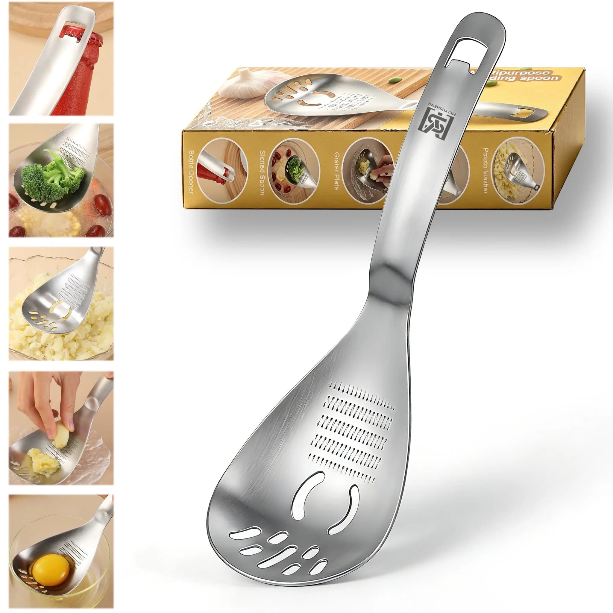 MEIYUSHENG 5 in 1 Multifunction Cooking Spoon | Stainless Steel Egg Slotted Spoon in India — Cooking Spoon