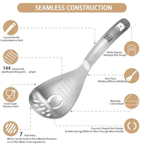 MEIYUSHENG 5 in 1 Multifunction Cooking Spoon | Stainless Steel Egg Slotted Spoon in India thumbnail 4