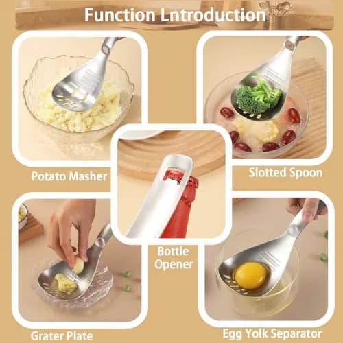 MEIYUSHENG 5 in 1 Multifunction Cooking Spoon | Stainless Steel Egg Slotted Spoon in India thumbnail 2