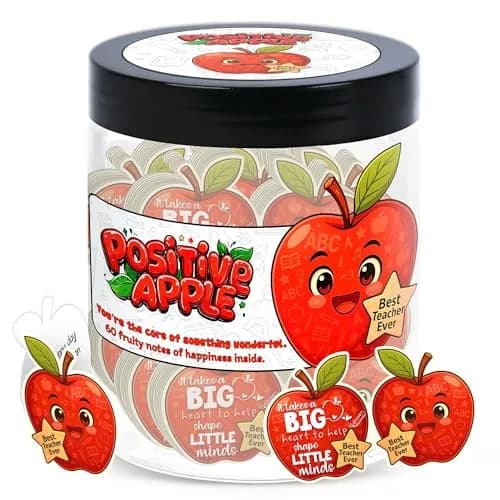 DEARMINE Positive Apple Jar with 60 Daily Affirmation Cards, Emotional Support Apple Gift, Apple Cards, Funny Gifts for Women and Men (Pack of 1) - main product image