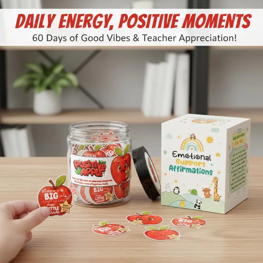 DEARMINE Positive Apple Jar with 60 Daily Affirmation Cards, Emotional Support Apple Gift, Apple Cards, Funny Gifts for Women and Men (Pack of 1) - view 2