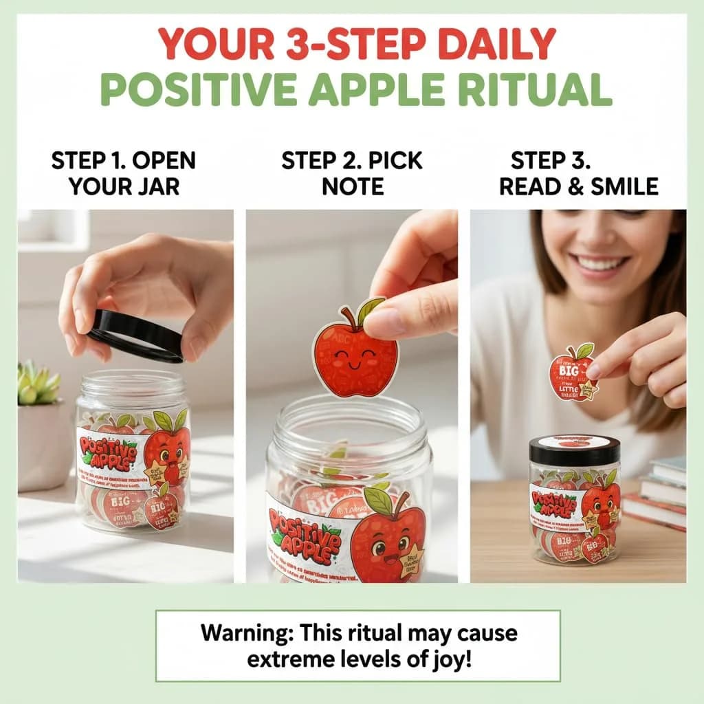 DEARMINE Positive Apple Jar with 60 Daily Affirmation Cards, Emotional Support Apple Gift, Apple Cards, Funny Gifts for Women and Men (Pack of 1) - view 3