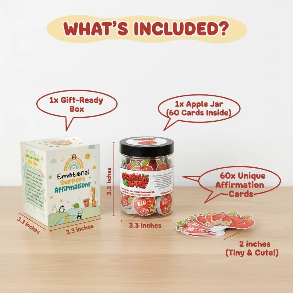 DEARMINE Positive Apple Jar with 60 Daily Affirmation Cards, Emotional Support Apple Gift, Apple Cards, Funny Gifts for Women and Men (Pack of 1) - view 4