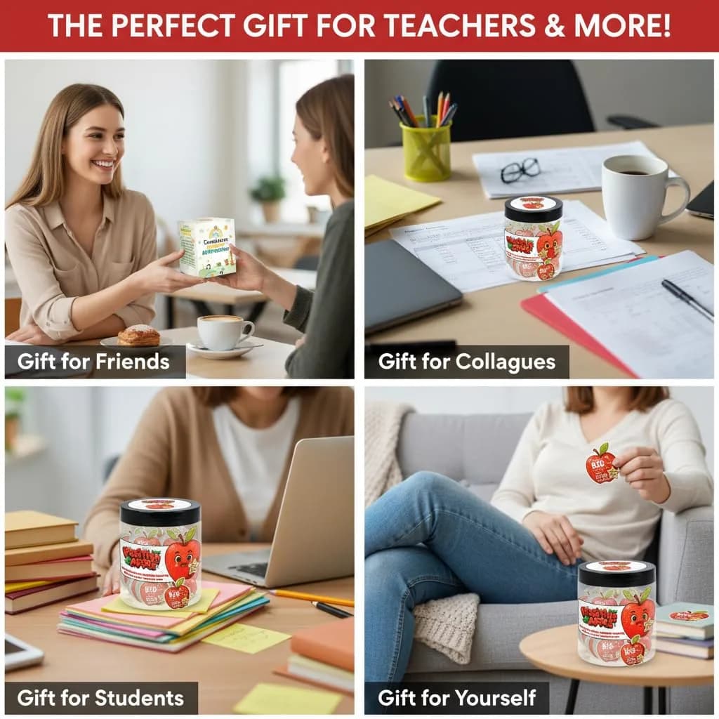 DEARMINE Positive Apple Jar with 60 Daily Affirmation Cards, Emotional Support Apple Gift, Apple Cards, Funny Gifts for Women and Men (Pack of 1) - view 5