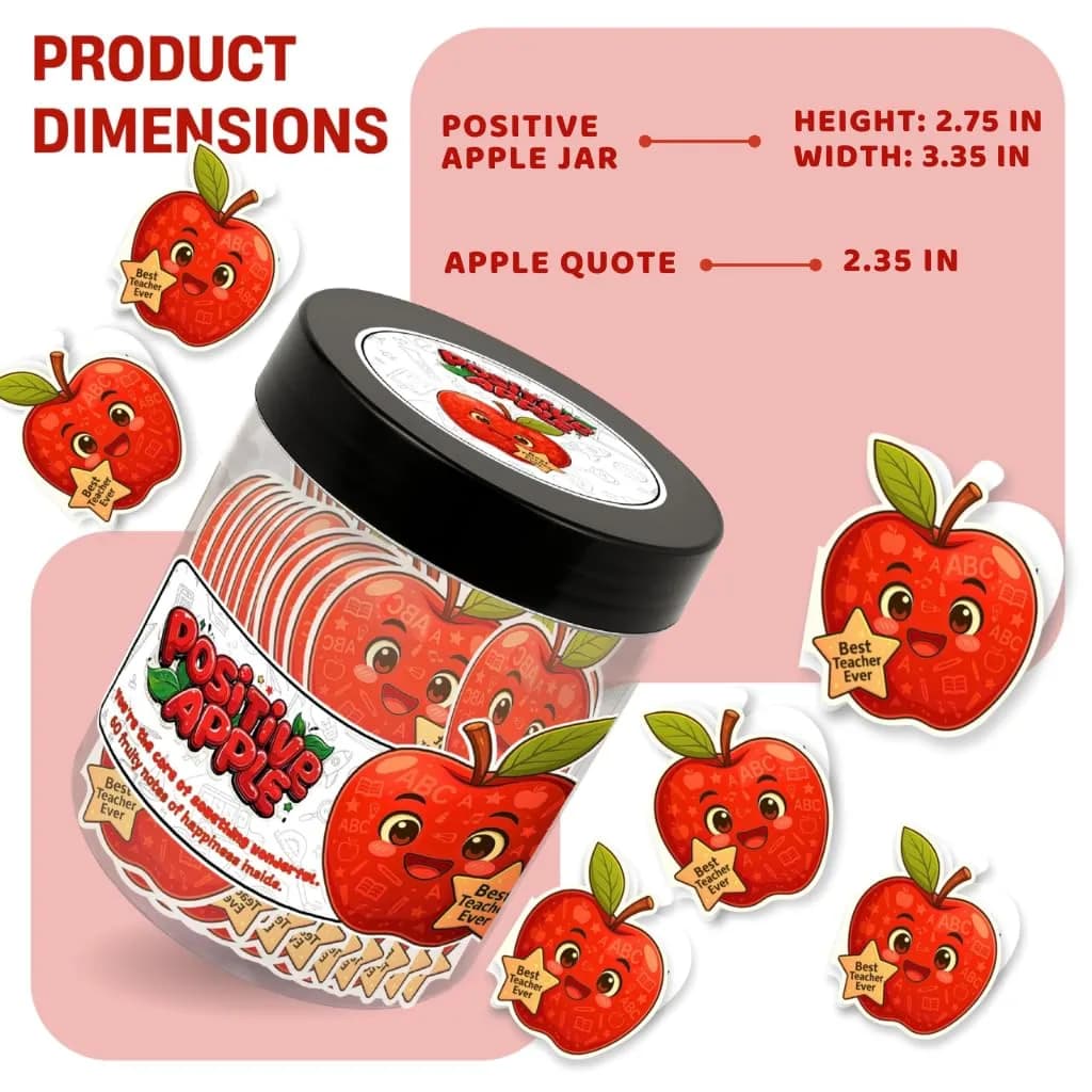DEARMINE Positive Apple Jar with 60 Daily Affirmation Cards, Emotional Support Apple Gift, Apple Cards, Funny Gifts for Women and Men (Pack of 1) - view 8