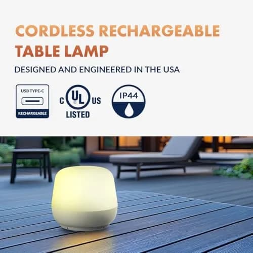 Newhouse Lighting Coco White 2700K Dimmable Cordless USB-C Table Lamp | Cozy Home Decor thumbnail 2