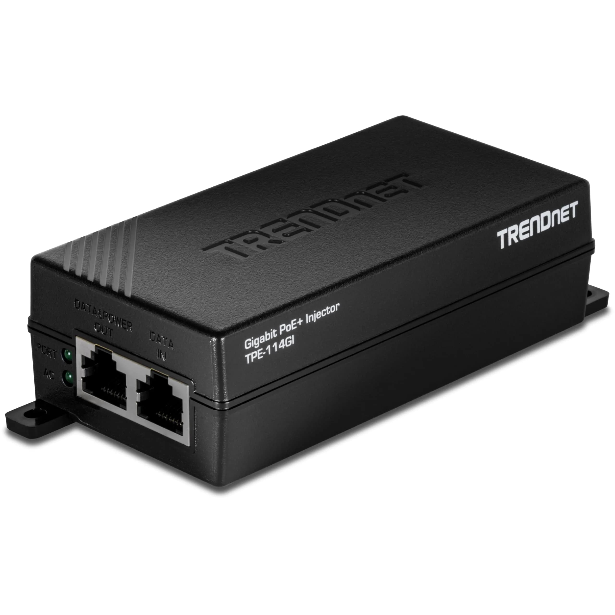 TRENDnet Gigabit PoE+ Injector TPE-114GI | NDAA & TAA Compliant for Network Devices — Black