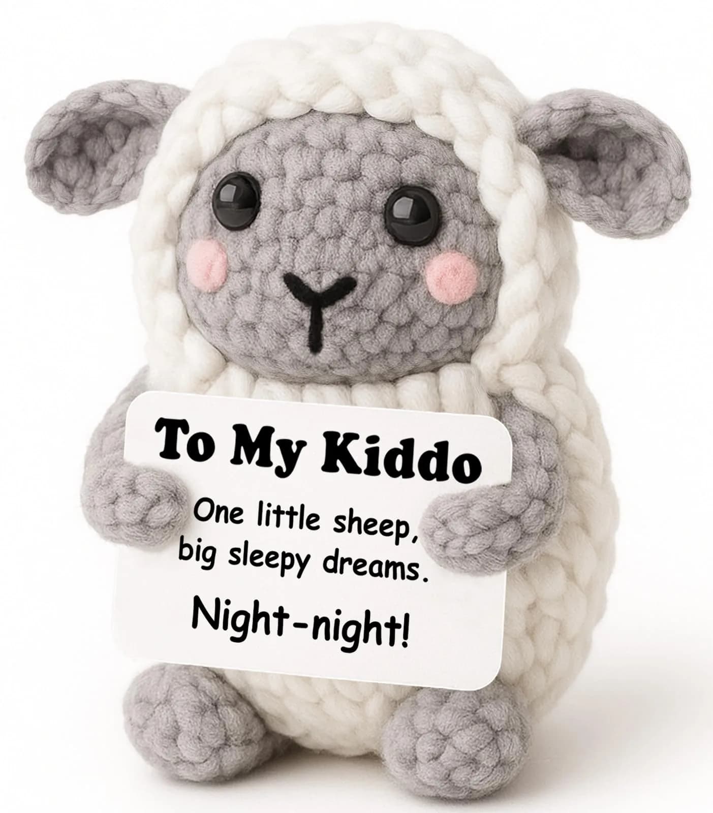 WEYON Crochet Sheep Plush Toy with Bedtime Card, Handmade 8-10cm, Cute Cozy Desk Decor | Counting Sheep Comfort - main product image