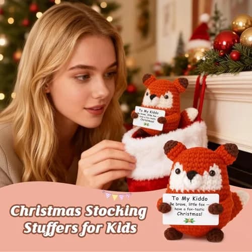 WEYON Mini Crochet Fox Plush with Pun Card 8-10cm (0.26-0.33 ft) | Cute Woodland Kawaii Decor thumbnail 5