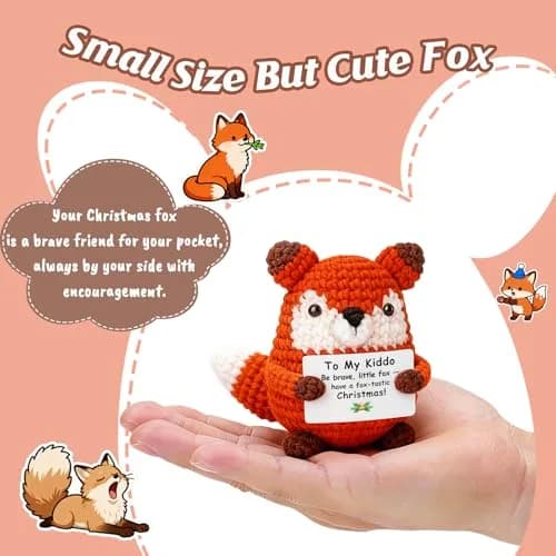 WEYON Mini Crochet Fox Plush with Pun Card 8-10cm (0.26-0.33 ft) | Cute Woodland Kawaii Decor thumbnail 2
