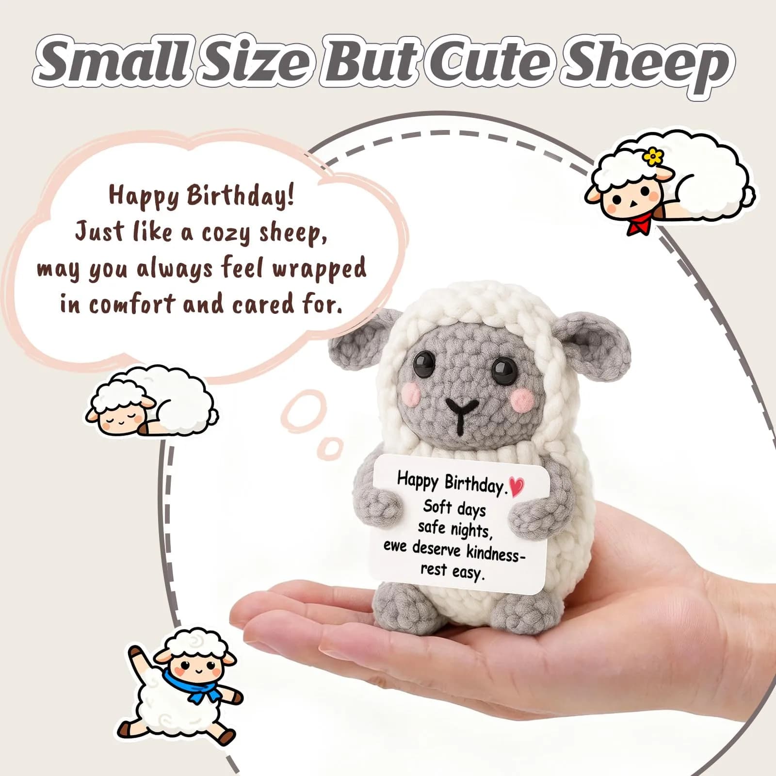 WEYON Mini Crochet Sheep Plush Toy | Handmade 10cm Cozy Calm Desk Decor - view 2