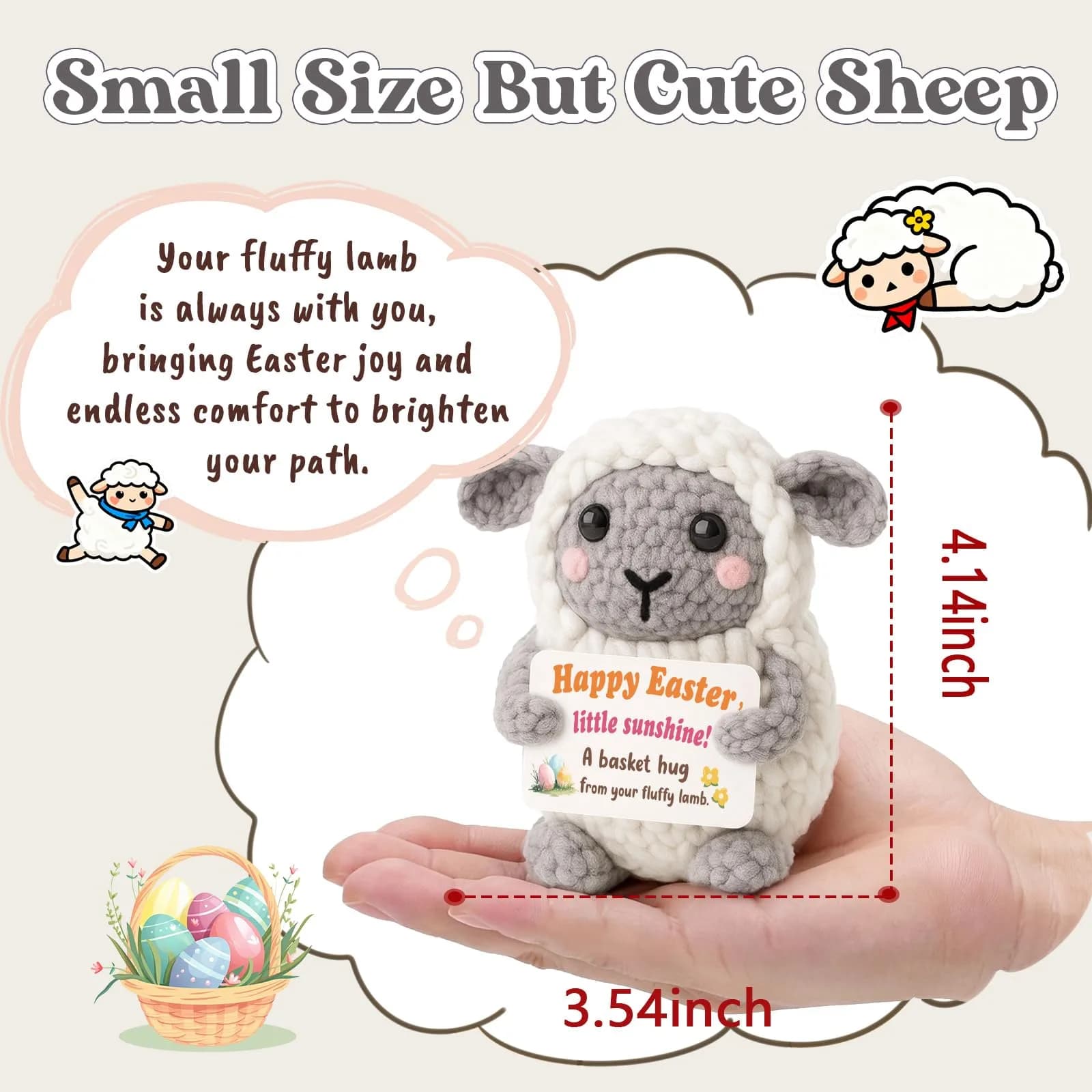 WEYON Crochet Lamb Stuffed Animal 7.62cm (3 inches) | Handmade Easter Gift for Kids & Teens - view 2