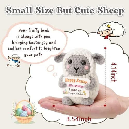 WEYON Crochet Lamb Stuffed Animal 7.62cm (3 inches) | Handmade Easter Gift for Kids & Teens thumbnail 2