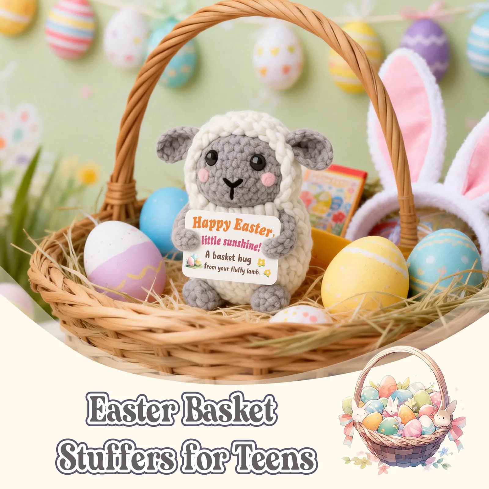 WEYON Crochet Lamb Stuffed Animal 7.62cm (3 inches) | Handmade Easter Gift for Kids & Teens - view 4