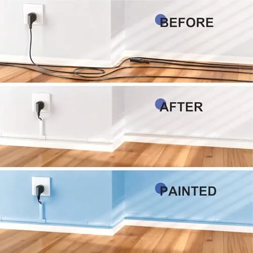 Delamu Cord Hider 236in (600cm) White | UL94 V-0 Rated Cable Management for 3-4 Wires on Wall thumbnail 4