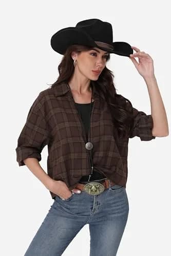 Foeran Classic Western Suede Cowboy Hat for Men & Women | Wide Brim Felt Fedora Cowgirl Hat (Alpha, Large, X-Large, Black-D) thumbnail 7