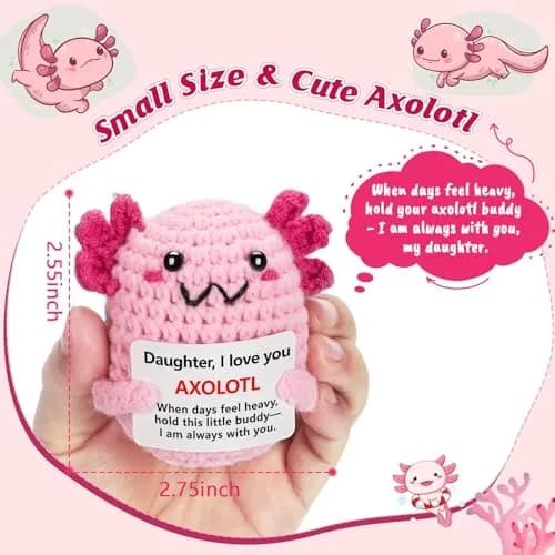 WEYON Mini Crochet Axolotl Plush Daughter Gift 2 inches (5 cm) | Handmade Emotional Support Keepsake thumbnail 2